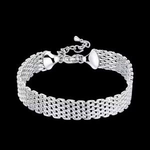 Sterling Silver Multi-Row Chain Bracelet